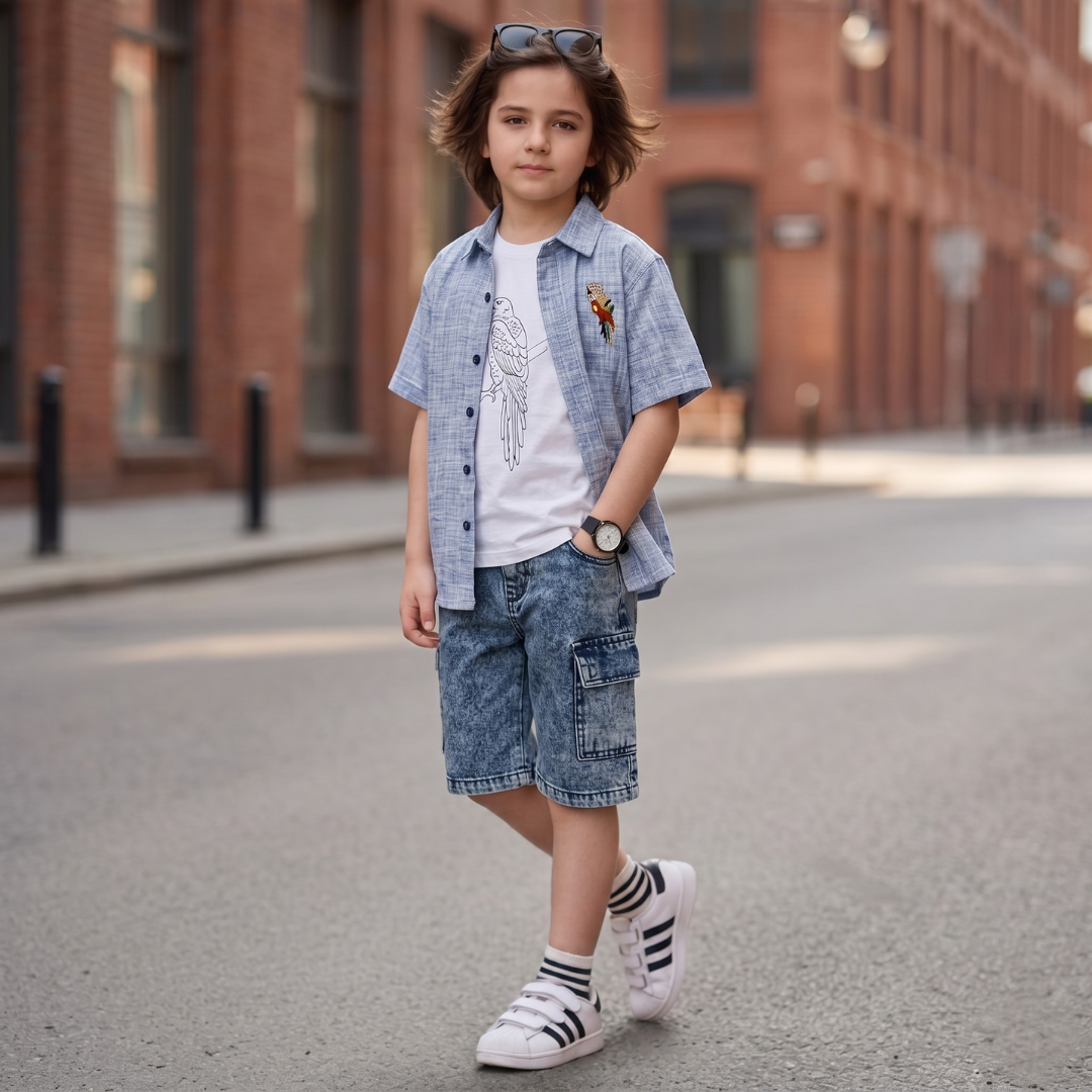 Ensemble 3 Pièces Parrot Linen Boy — Garçon 2-9 Ans