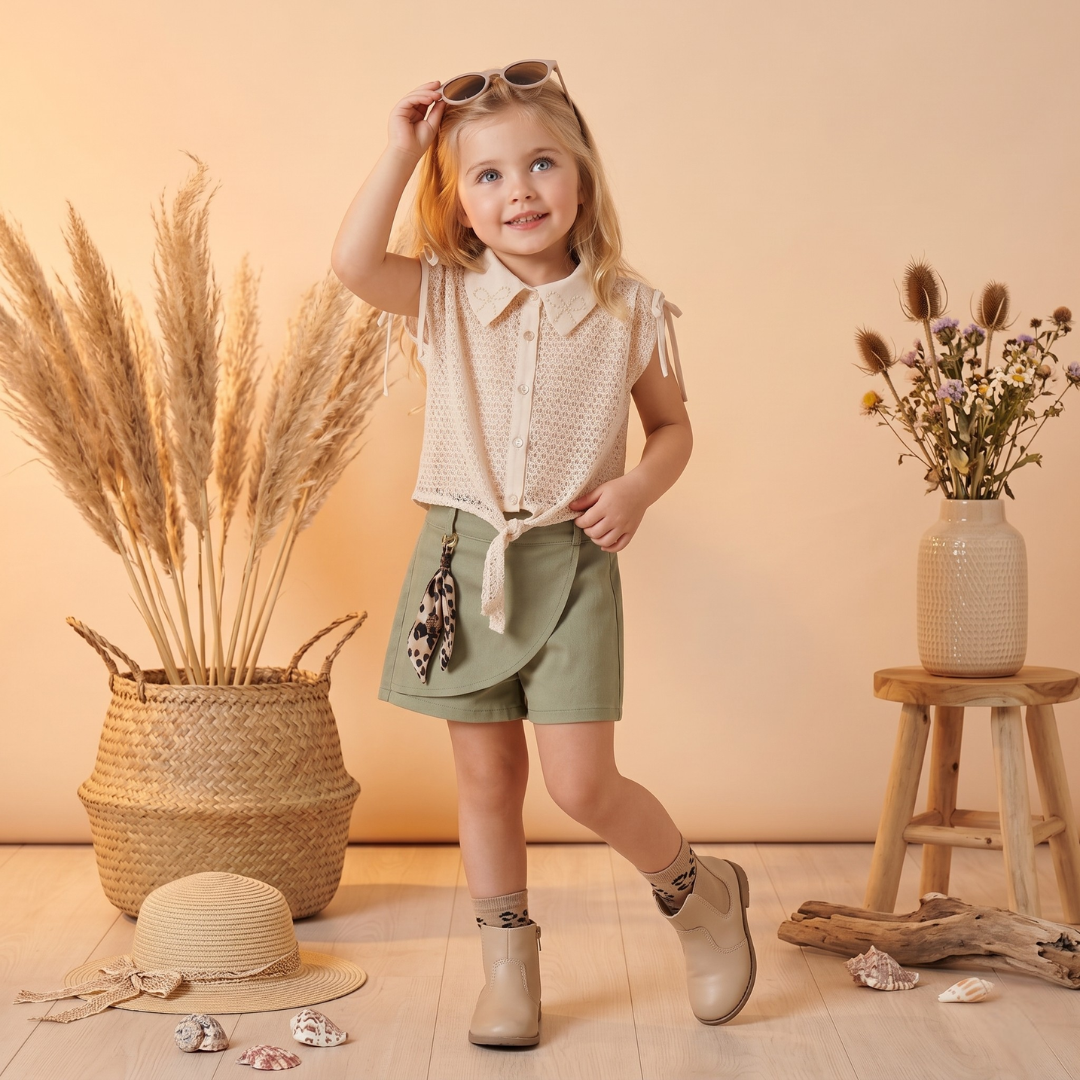 Ensemble 2 Pièces Crochet Safari — Fille 3-6 Ans