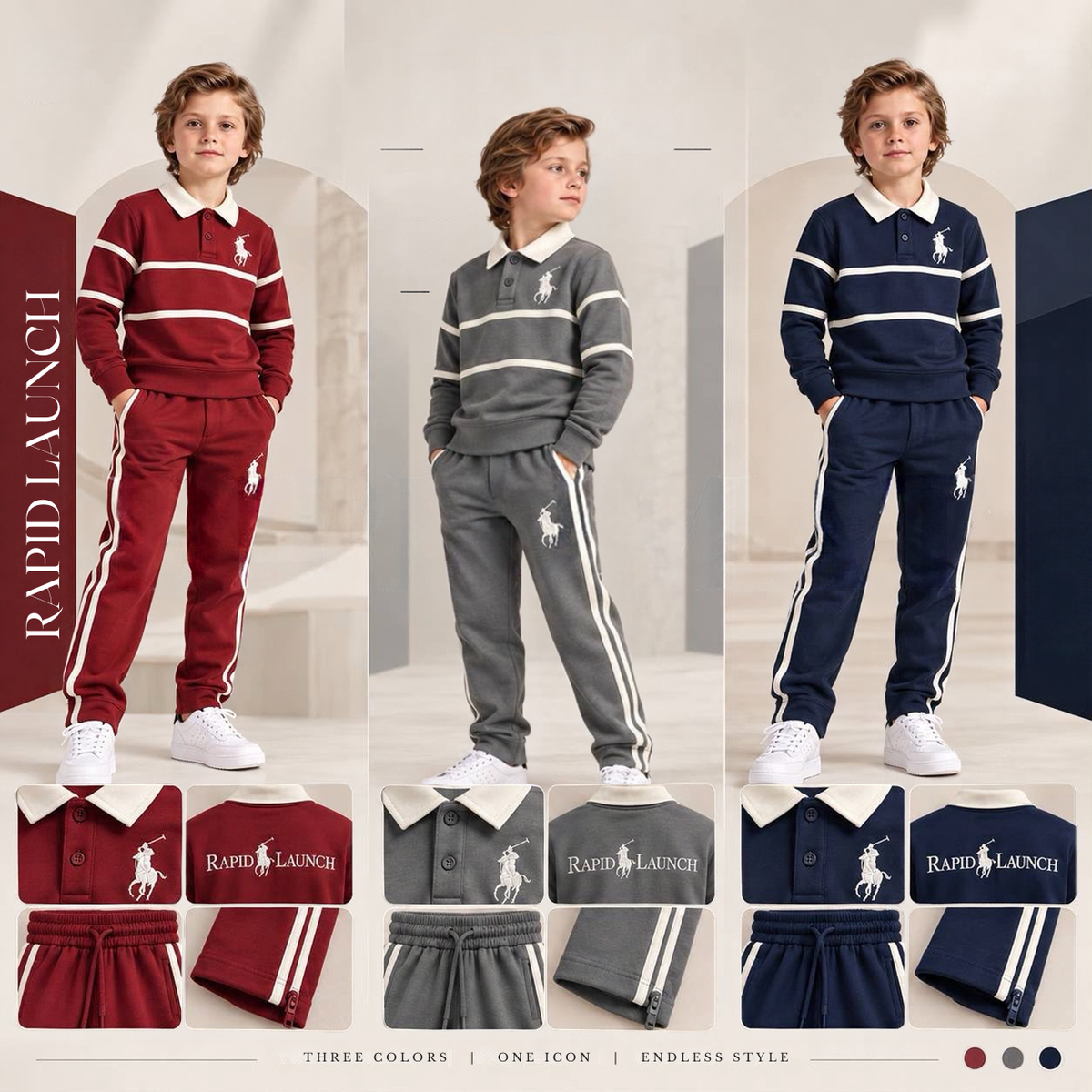 Ensemble 2 Pièces Rugby Stripe — Garçon 6-14 Ans