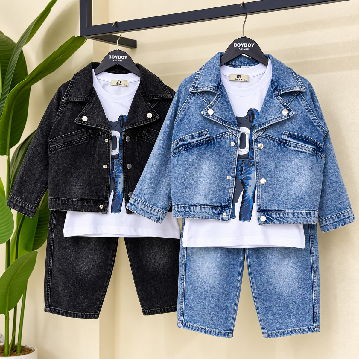 Ensemble 3 Pièces Denim Street Style — Garçon 4-12 Ans