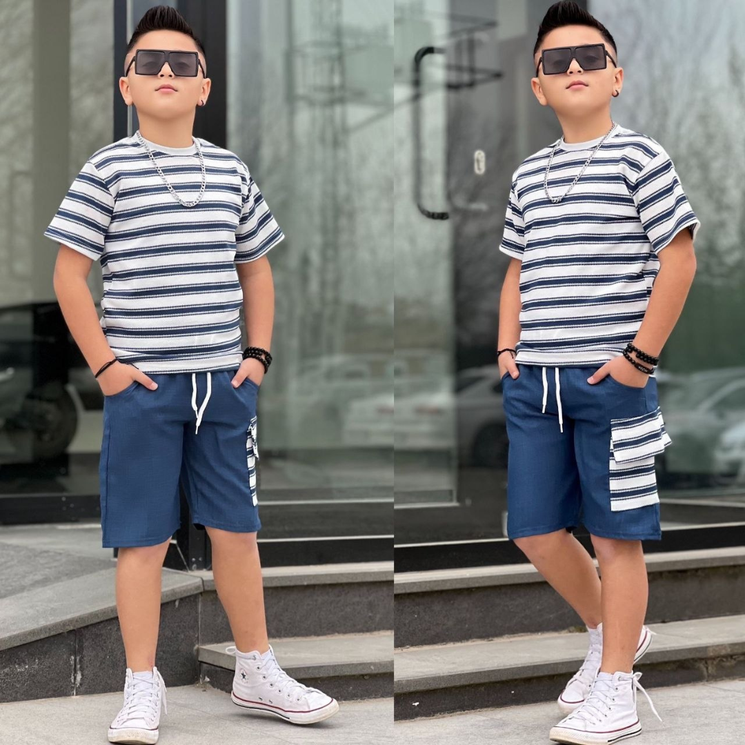 Stripe Cargo Short Boy — Ensemble 2 Pièces Garçon