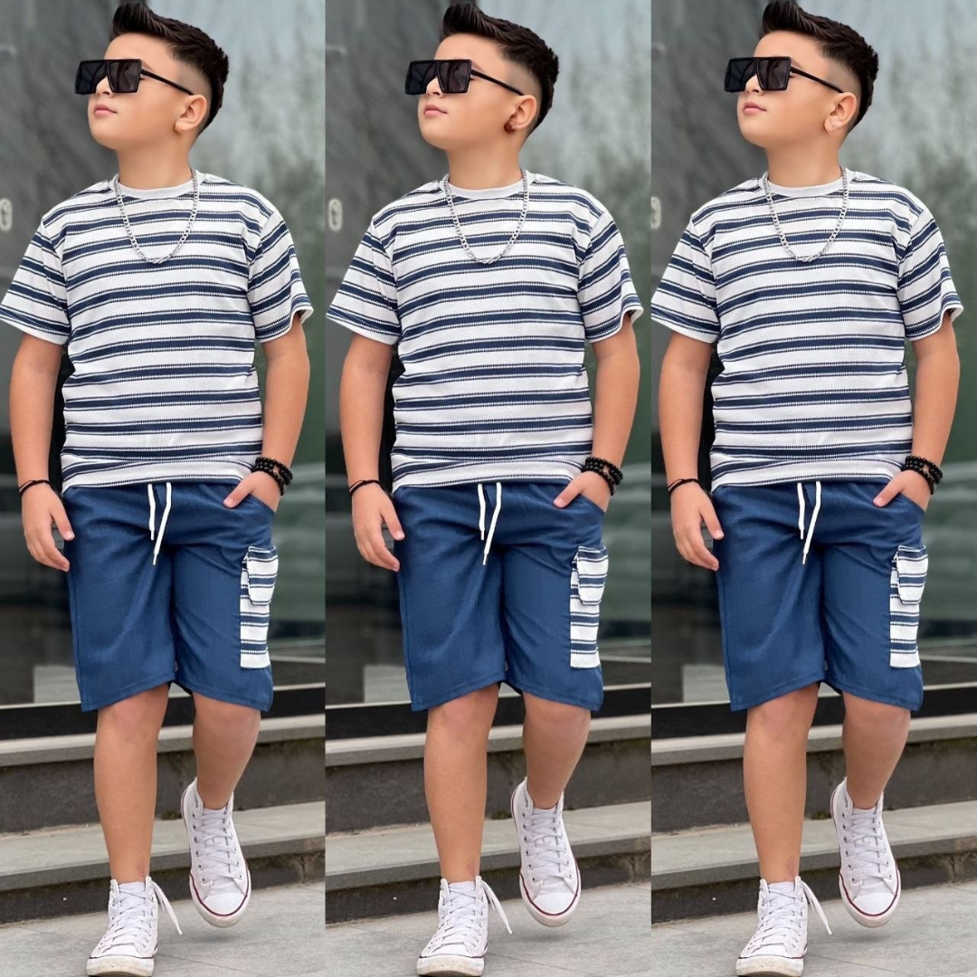 Stripe Cargo Short Boy — Ensemble 2 Pièces Garçon