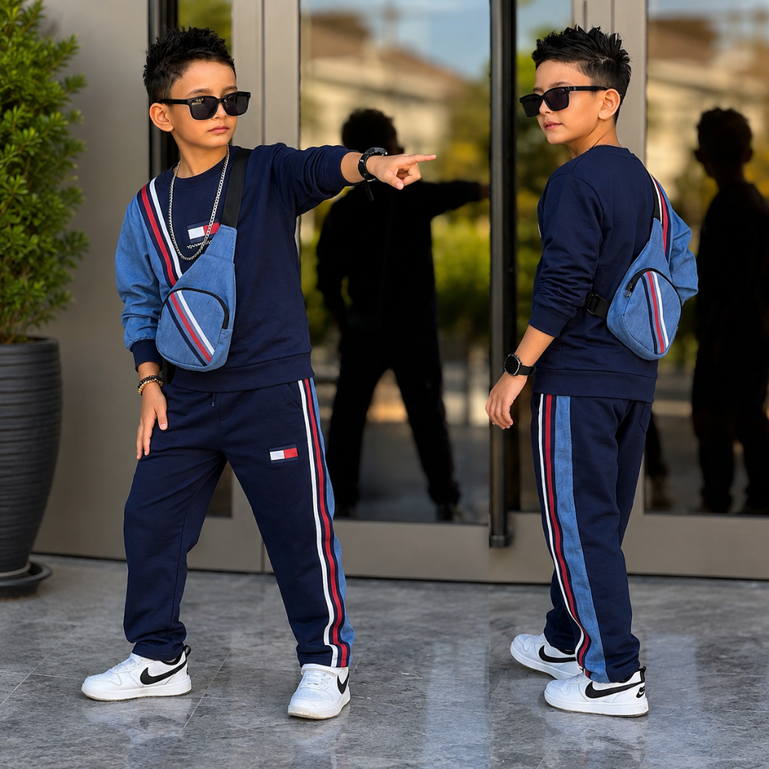 Ensemble 3 Pièces Denim Stripe Boy — Garçon 5-14 Ans