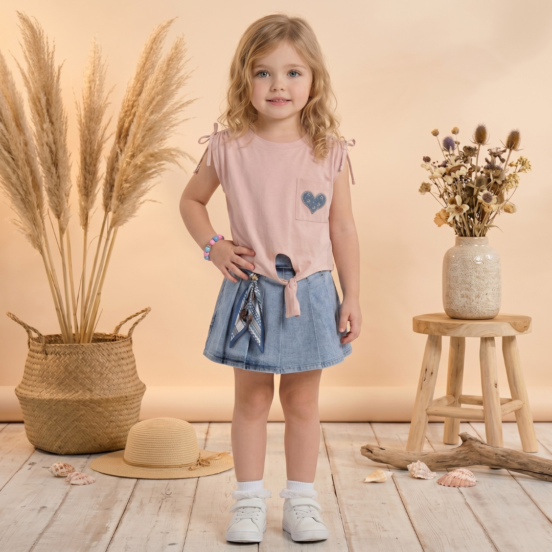 Ensemble 2 Pièces Denim Heart — Fille 3-6 Ans