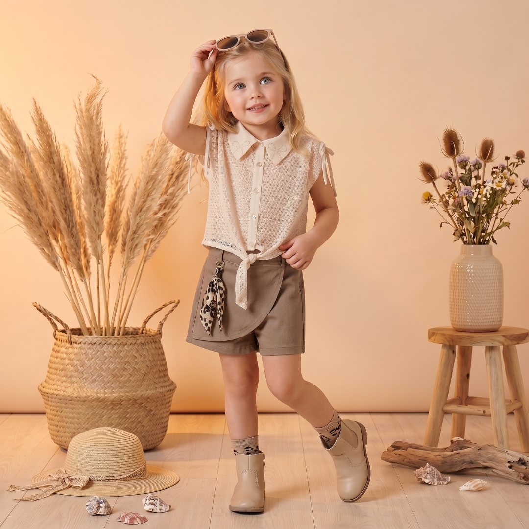 Ensemble 2 Pièces Crochet Safari — Fille 3-6 Ans