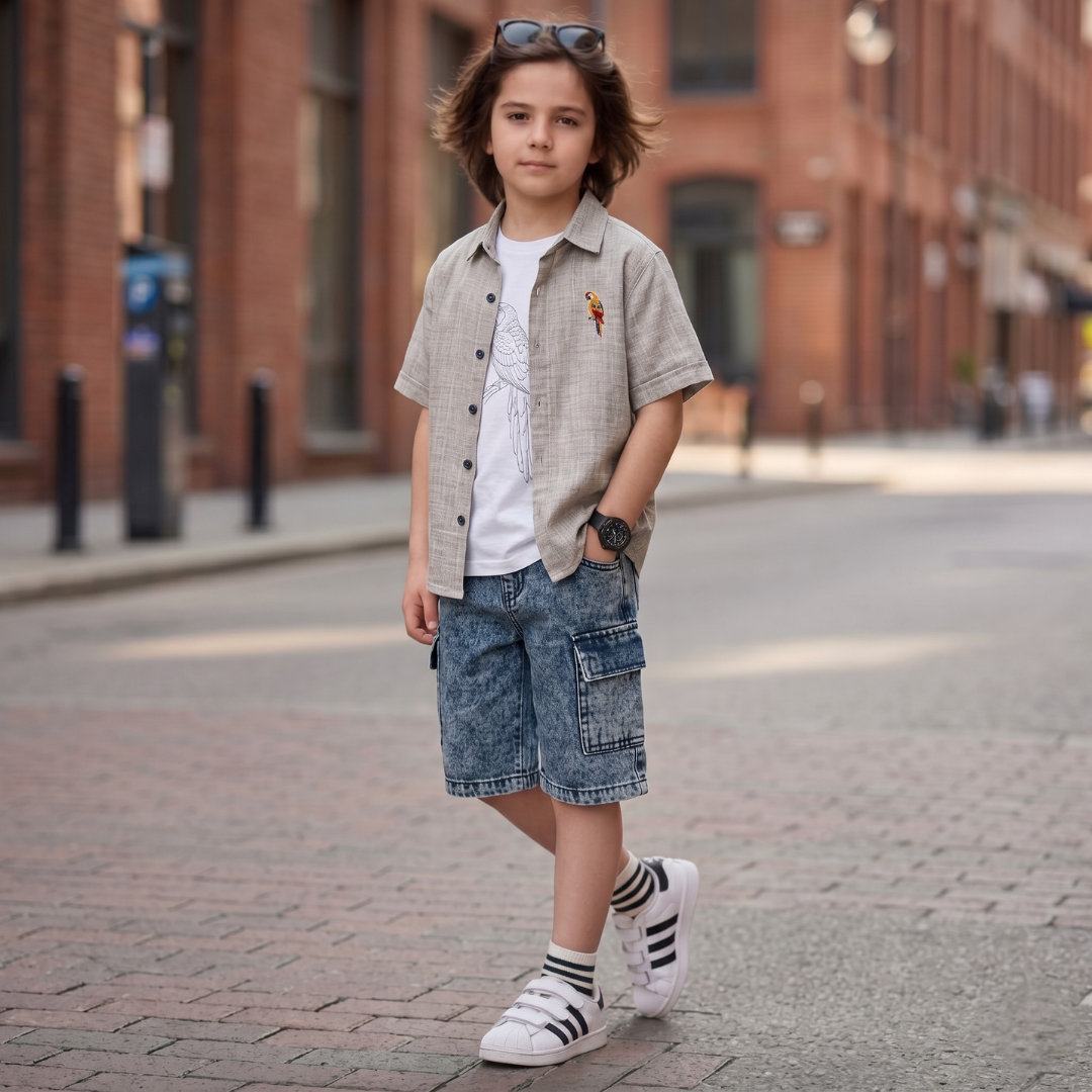 Ensemble 3 Pièces Parrot Linen Boy — Garçon 2-9 Ans