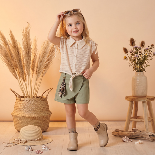 Ensemble 2 Pièces Crochet Safari — Fille 3-6 Ans