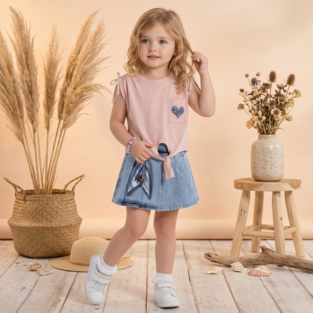 Ensemble 2 Pièces Denim Heart — Fille 3-6 Ans
