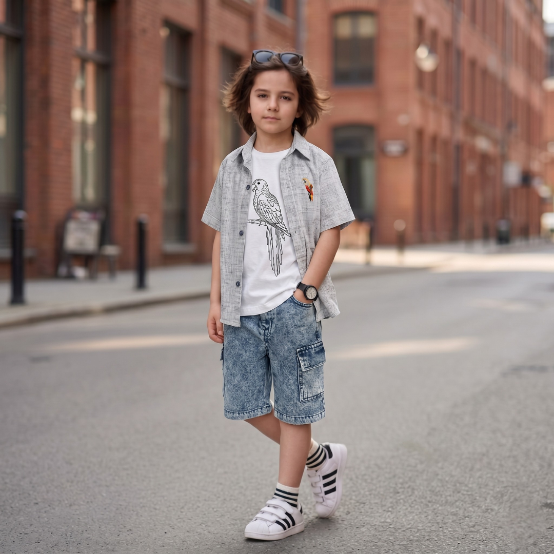 Ensemble 3 Pièces Parrot Linen Boy — Garçon 2-9 Ans