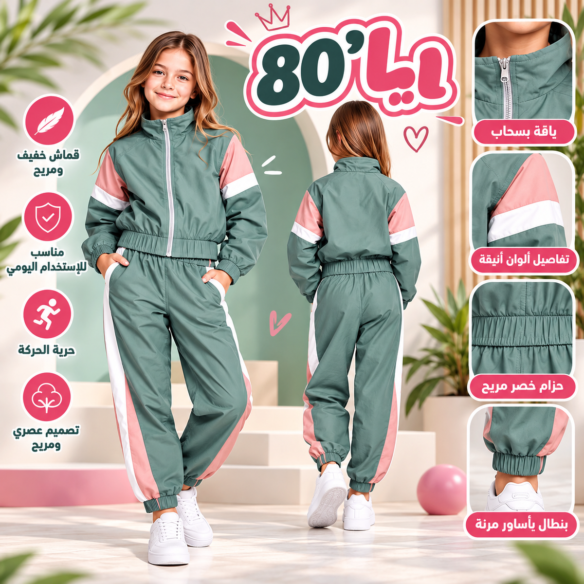 Ensemble 2 Pièces Rétro 80 — Fille 10-16 Ans