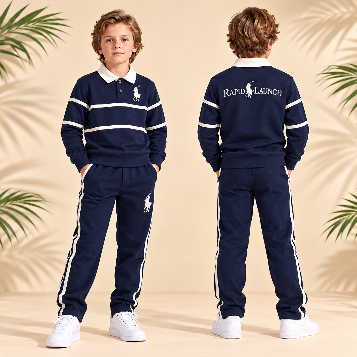 Ensemble 2 Pièces Rugby Stripe — Garçon 6-14 Ans