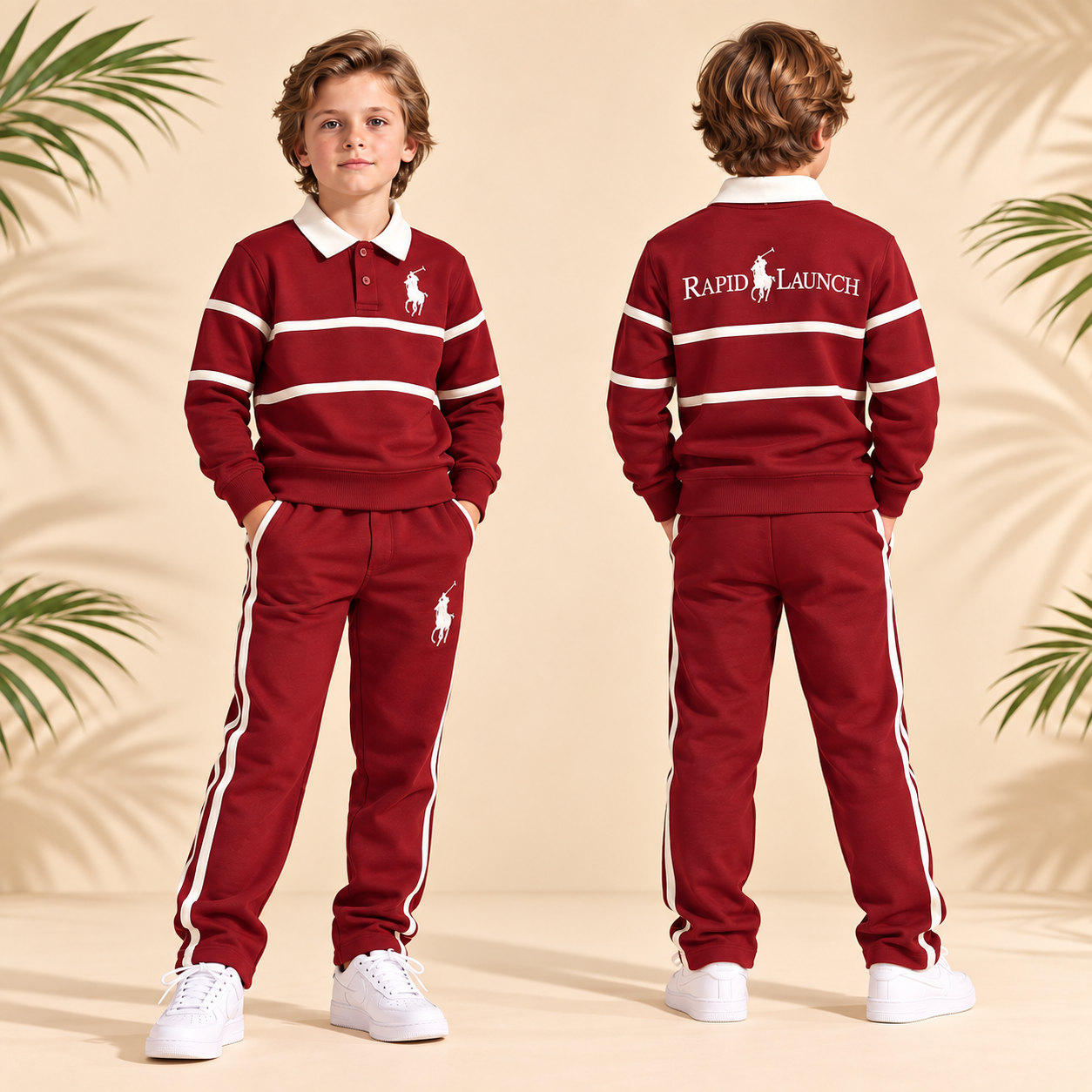 Ensemble 2 Pièces Rugby Stripe — Garçon 6-14 Ans