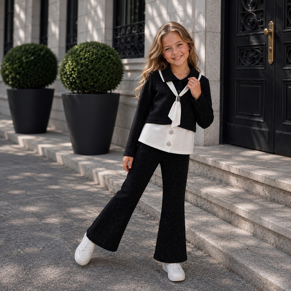 Ensemble 3 Pièces Chic Tie Flare Girl — Fille 4-12 Ans