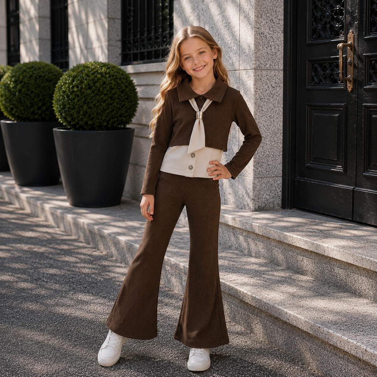 Ensemble 3 Pièces Chic Tie Flare Girl — Fille 4-12 Ans