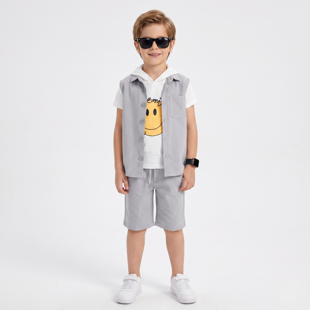 Ensemble 3 Pièces Smiley Vest Boy — Garçon 4-12 Ans