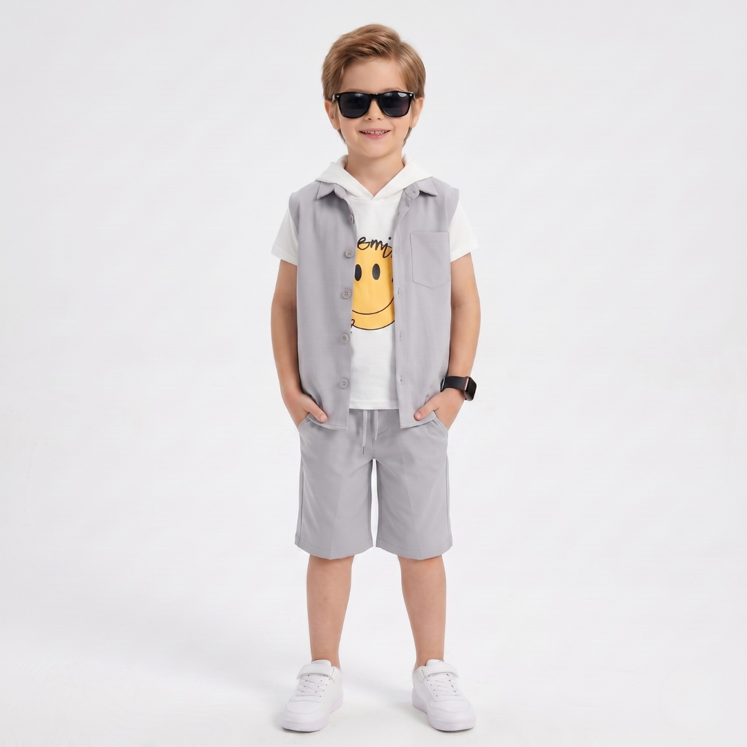 Ensemble 3 Pièces Smiley Vest Boy — Garçon 4-12 Ans