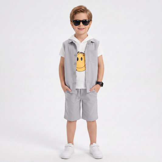Ensemble 3 Pièces Smiley Vest Boy — Garçon 4-12 Ans