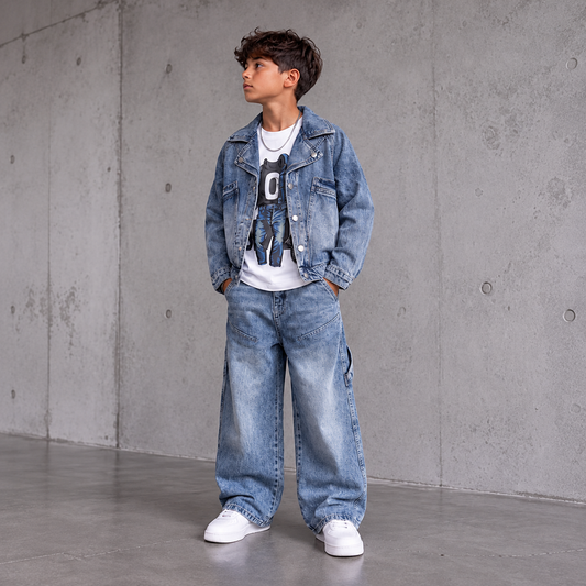 Ensemble 3 Pièces Denim Street Style — Garçon 4-12 Ans