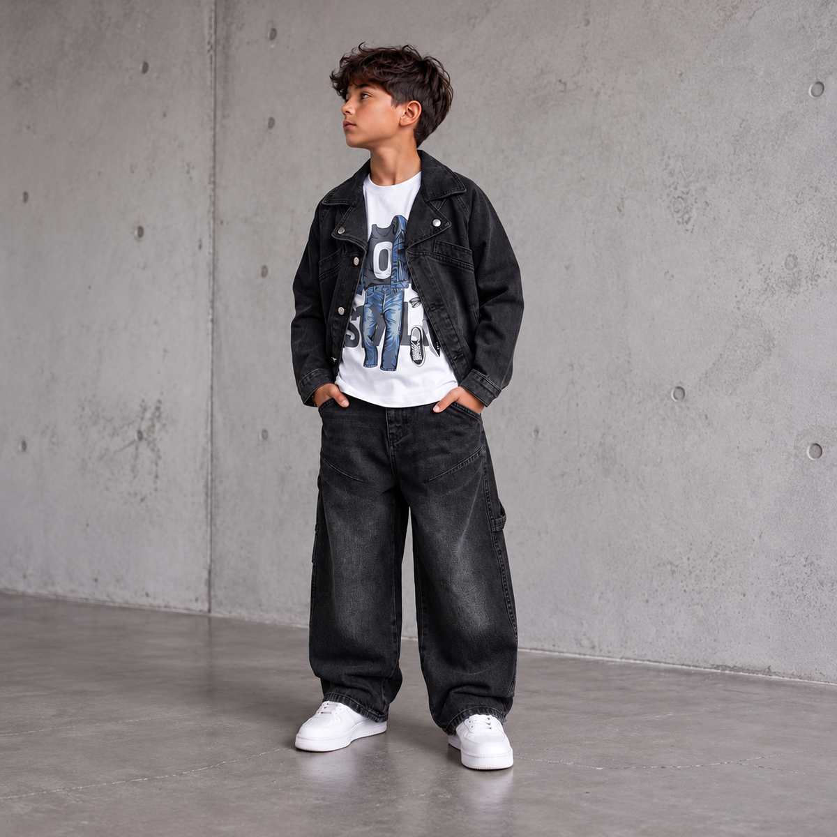 Ensemble 3 Pièces Denim Street Style — Garçon 4-12 Ans