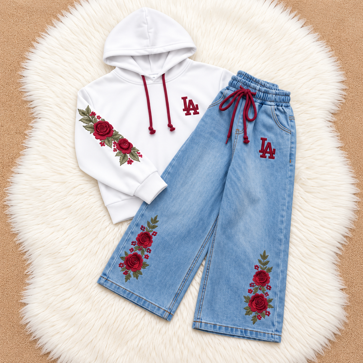 Ensemble LA Roses Brodées — coloris Blanc